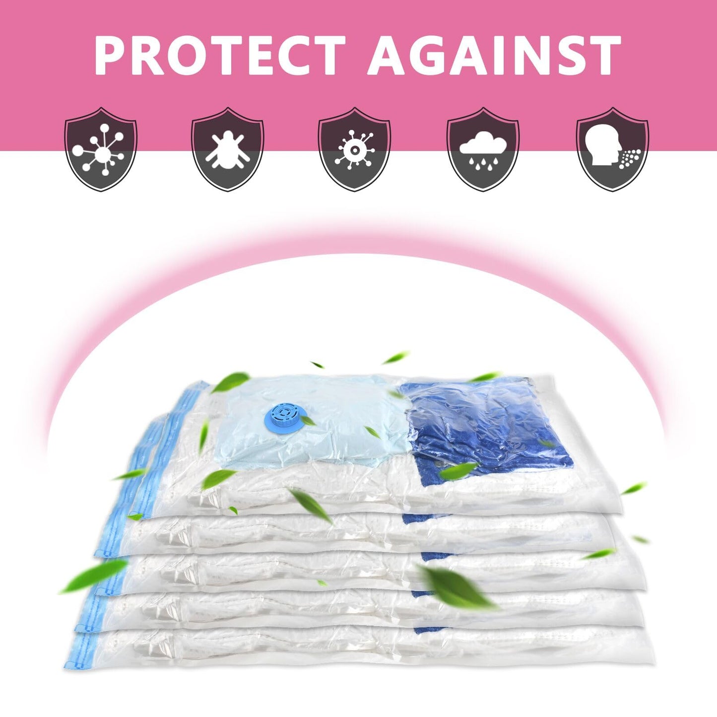 24 Pack Vacuum Storage Bags with Electric Pump, Space Saver Bags (5 Jumbo, 5 Large, 5 Medium, 5 Small, 4 Roll Up Bags) Travel Vacuum Seal Bags for Clothes, Bedding,Blankets,Duvets, Pillows