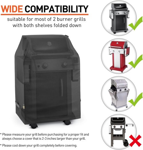 Arcedo 32-Inch Outdoor Grill Cover - Heavy Duty Waterproof Protection for 2-Burner Gas Grills | Black