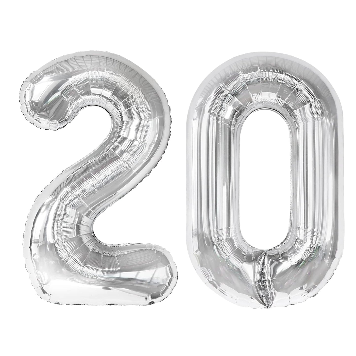 Silver Number 20 Balloon 40 inch, 20 Number Balloons, 20th Silver Birthday Decorations for Girls Boys Kids, 20 Year Old Silver Party Supplies