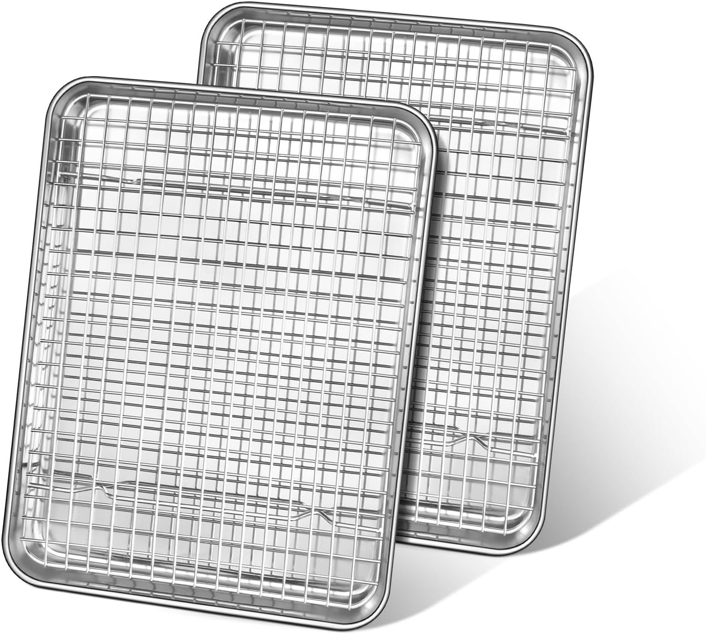 Leonyo Quarter Sheet Pan Set - Nonstick Baking Tray with Cooling Rack | 12.5" x 9.7", 2 Trays + 2 Racks