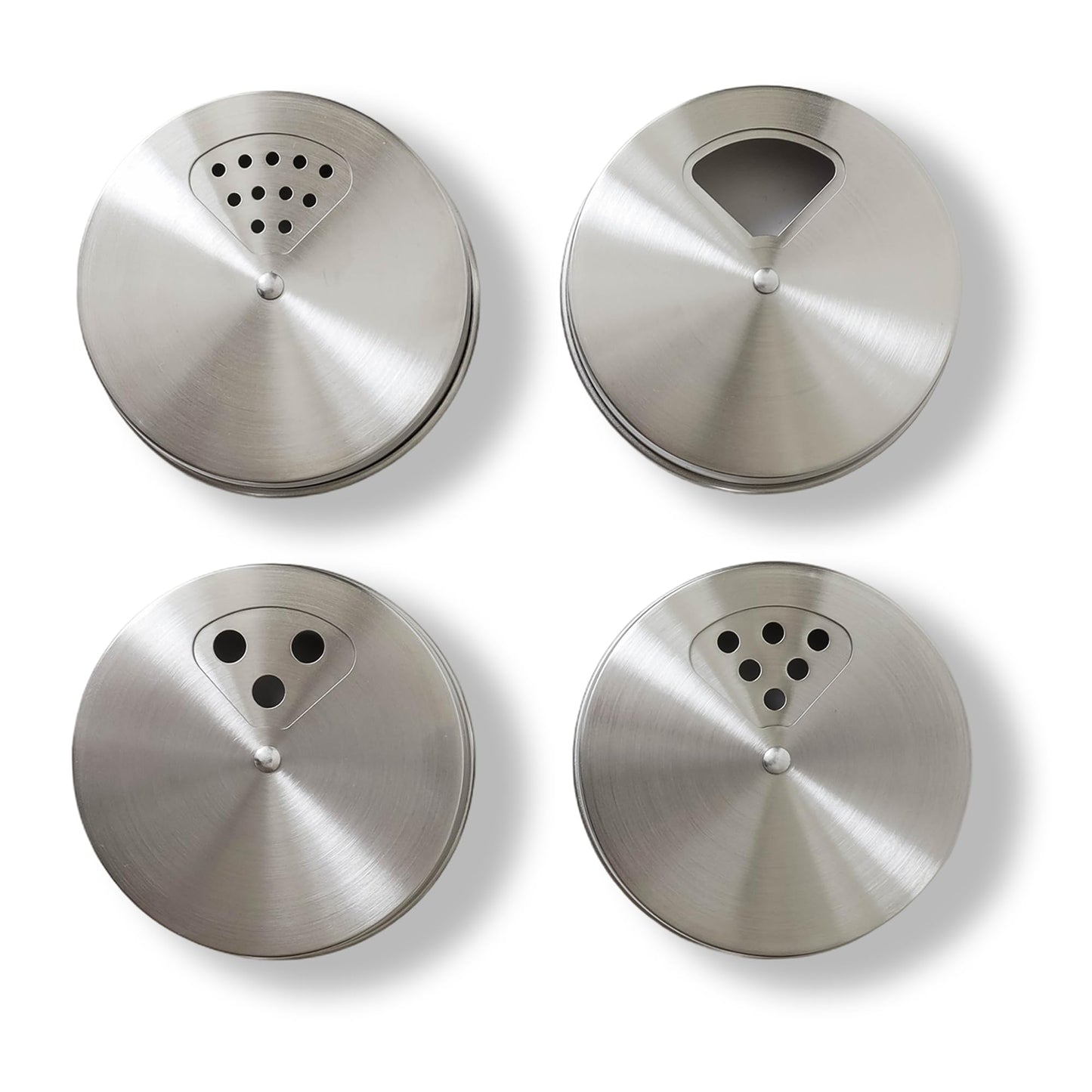 Stainless Steel Adjustable Spice Lid for Mason Jar (Regular Mouth, 4 Pack)