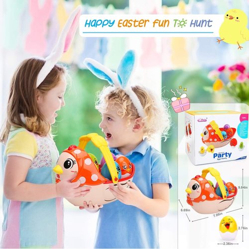 Easter Egg Toys Gift for Toddlers, Easter Basket Stuffers for 18 month 1 2 3 4 5+ Year Old Kids Girls Boys Baby, Large Plastic Easter Eggs Fillable, Nesting Stacking Toy Easter Hunt Party Favor
