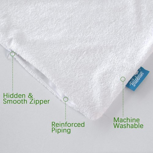 Biloban Waterproof Pillow Protector - 100% Viscose Bamboo Cooling Cases | Standard Size 2-Pack, 26”x20” White