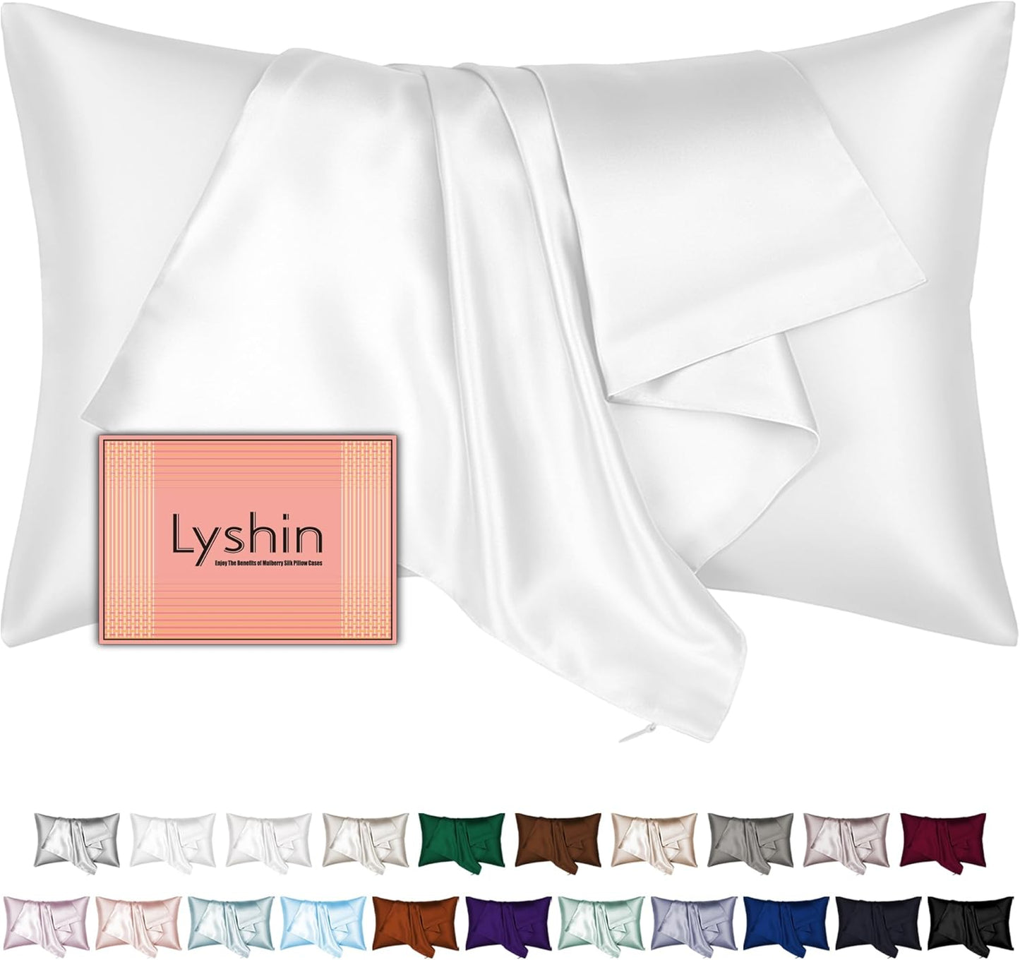 Mulberry Silk Pillowcases by Skiennix - King Size with Hidden Zipper for Hair & Skin | Soft, Breathable, Pure White