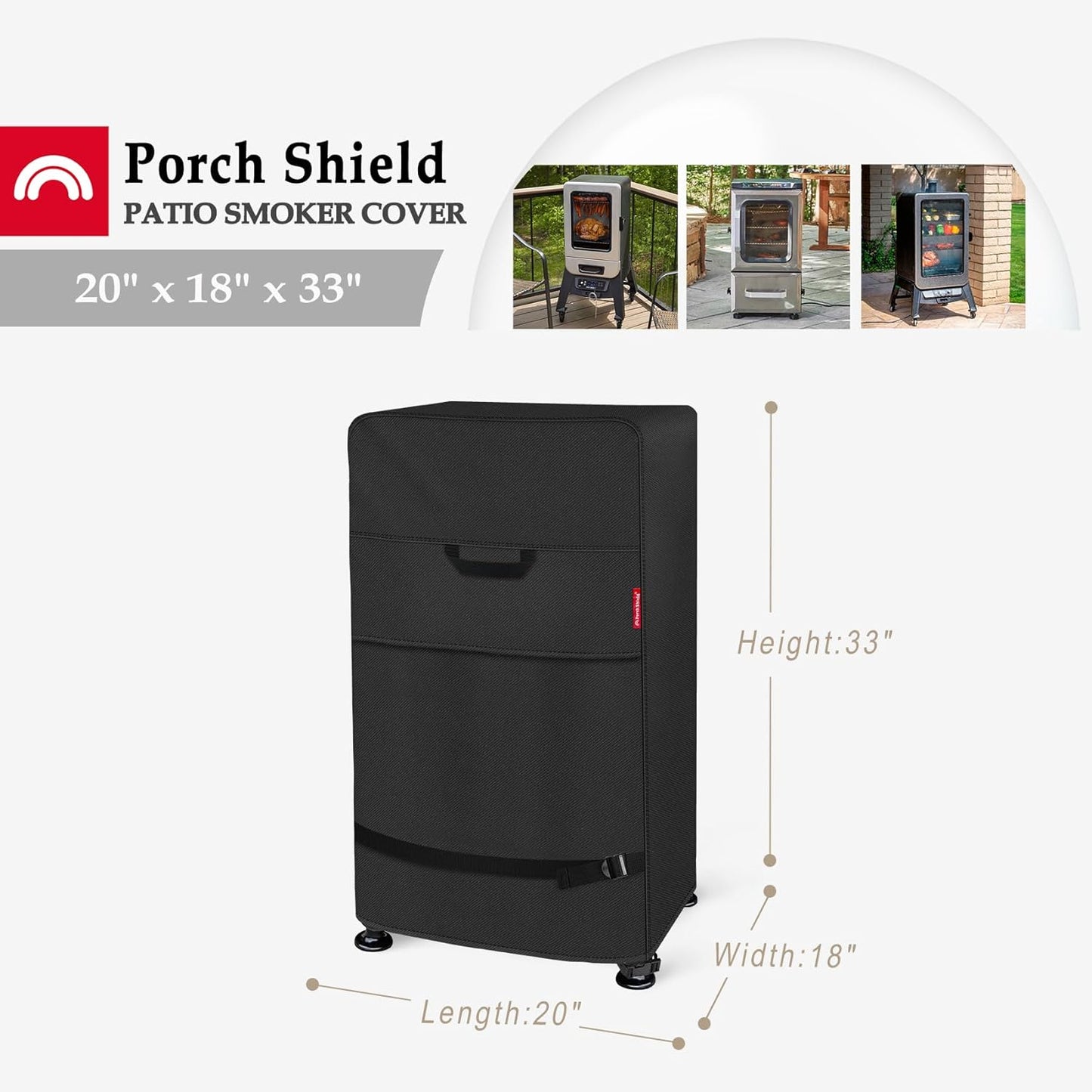 Porch Shield 30 Inch Electric Smoker Cover - Waterproof Heavy Duty Protection | Fits Masterbuilt Smoker, Black