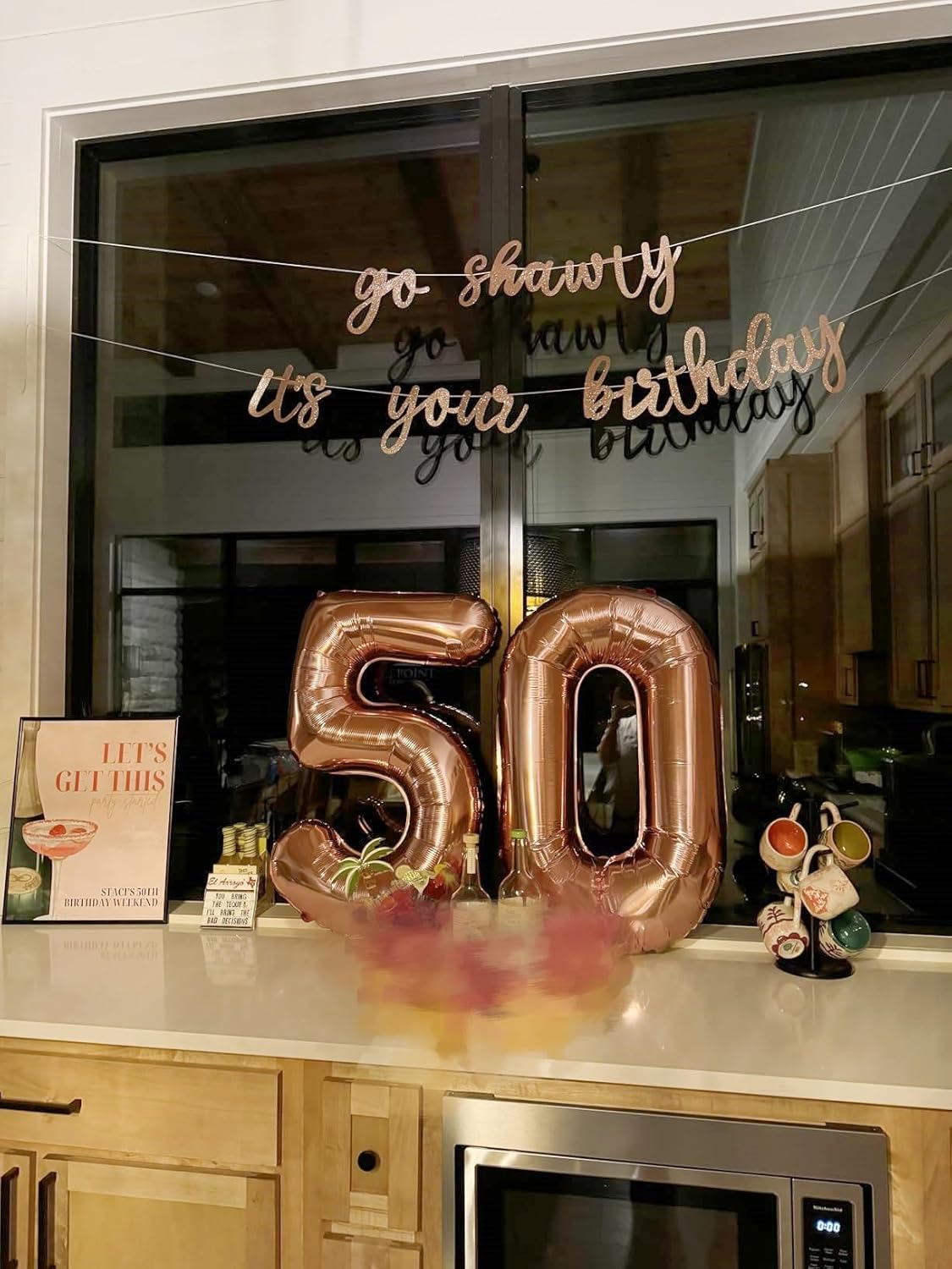Regine Switzerland 50 Balloon Number - Rose Gold 40 Inch Birthday Decorations for Celebrations