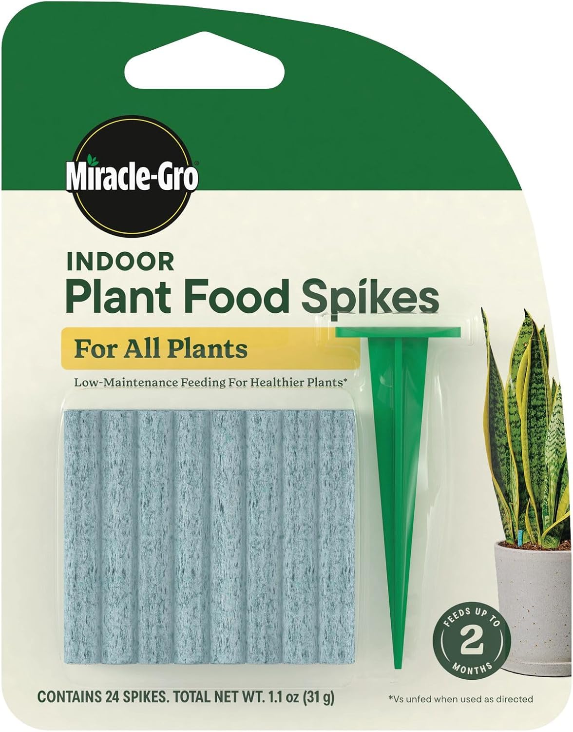 Miracle-Gro Indoor Plant Food Spikes - Fertilizer Spikes for Houseplants, Flowers & Vegetables | 24 Count