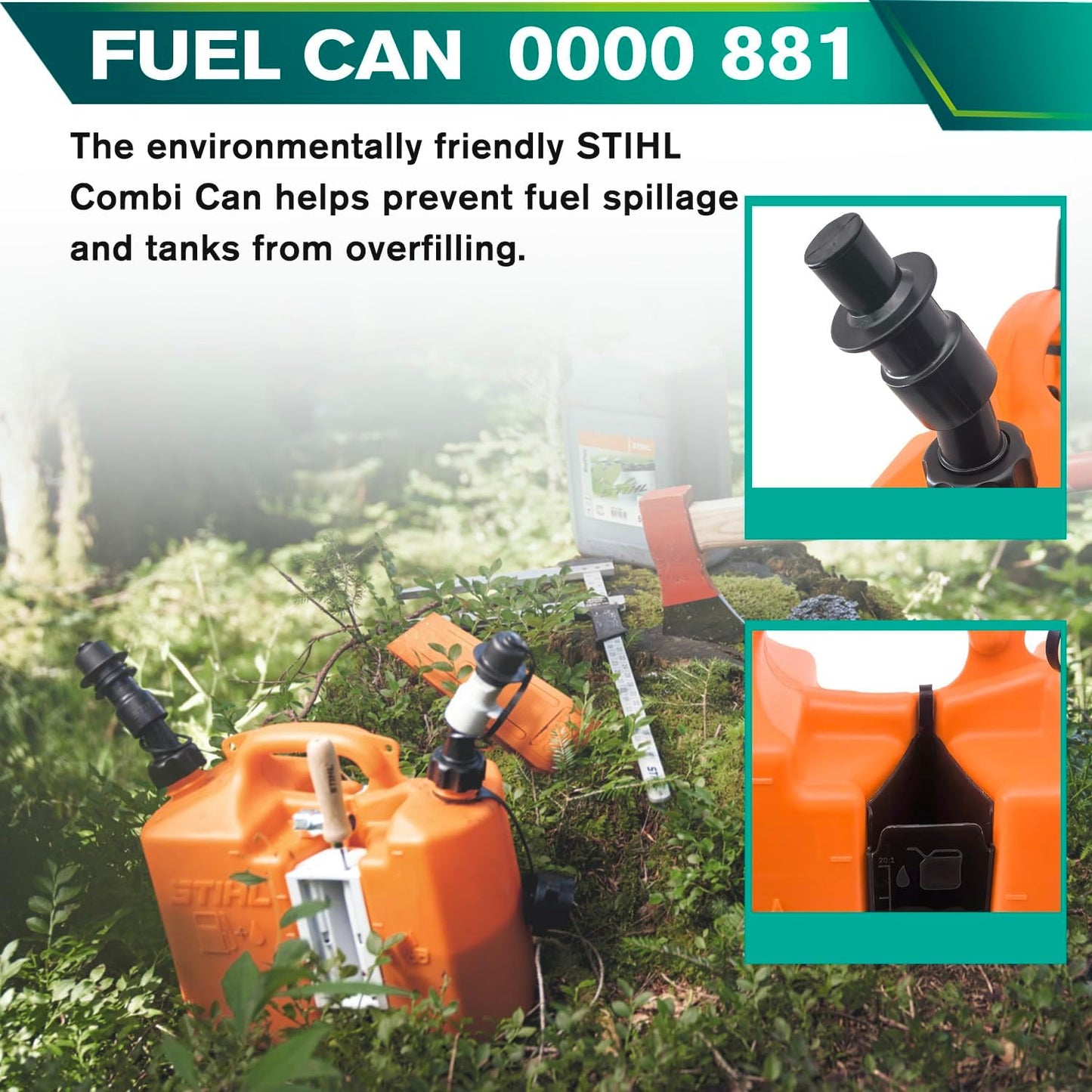 Skiennix Fuel Container - Spill-Proof Smart Control Spout with Bonus Extender | 5L + 2.5L Oil - Orange