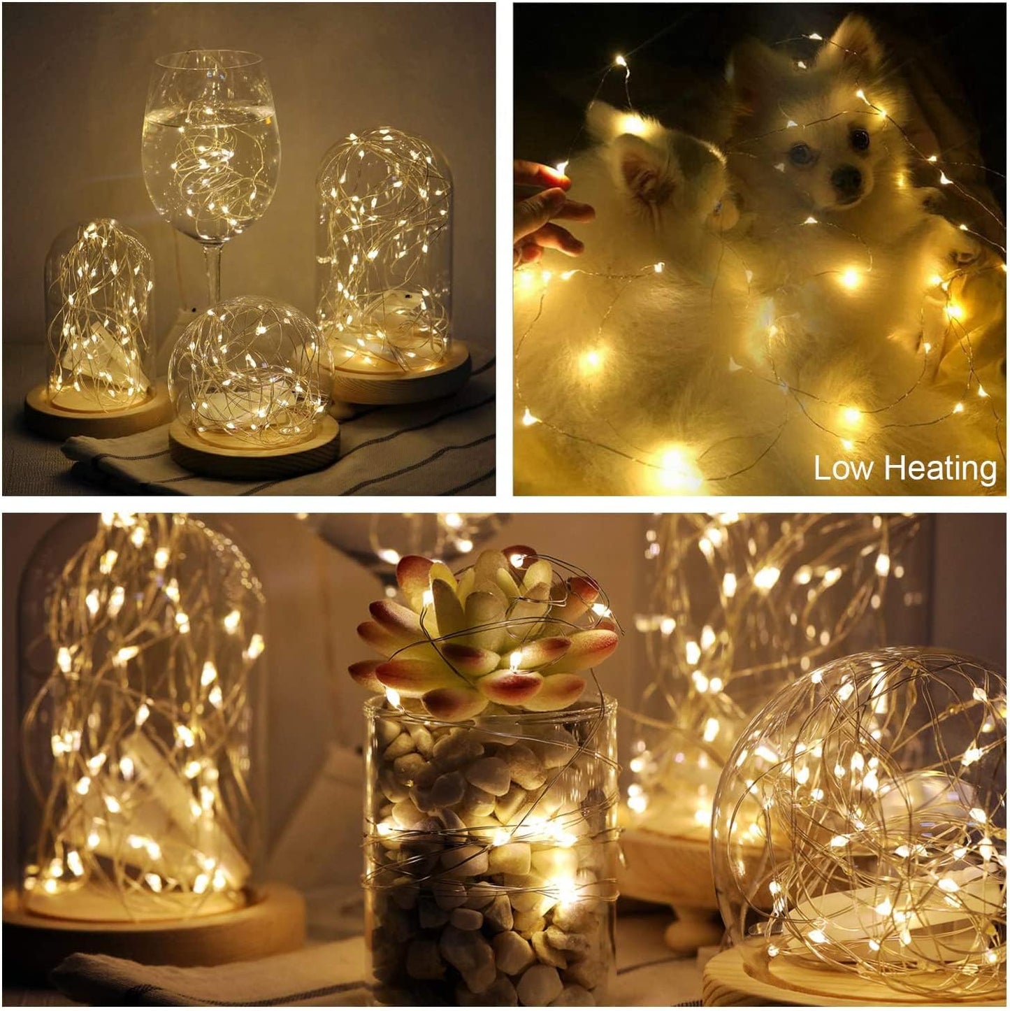 20 Pack Fairy Lights Battery Operated - 7ft 20 LED Twinkle Lights Copper Wire Mini String Lights for Mason Jars DIY Crafts Christmas Wedding Festivals Party Centerpiece Table Decorations, Warm White