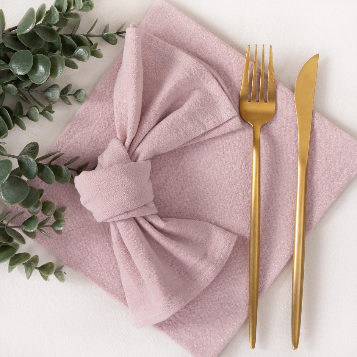Socomi Cloth Napkins - Pink Linen Cotton Set of 6 | Washable & Reusable 17"x17" for Weddings & Events