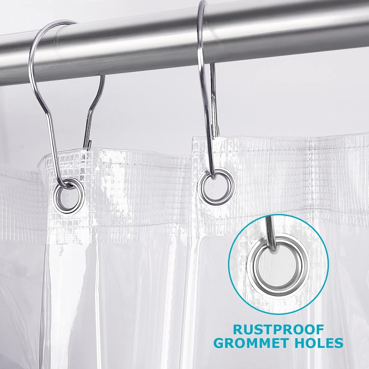 Skiennix Clear Shower Curtain Liner - Heavy Duty Waterproof Vinyl, 72 x 72 Inches
