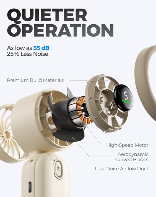 Diveblues Handheld Fan - 3-in-1 Portable Turbo Fan with LED Display | 12-Hour Max Cooling, 4000mAh Battery