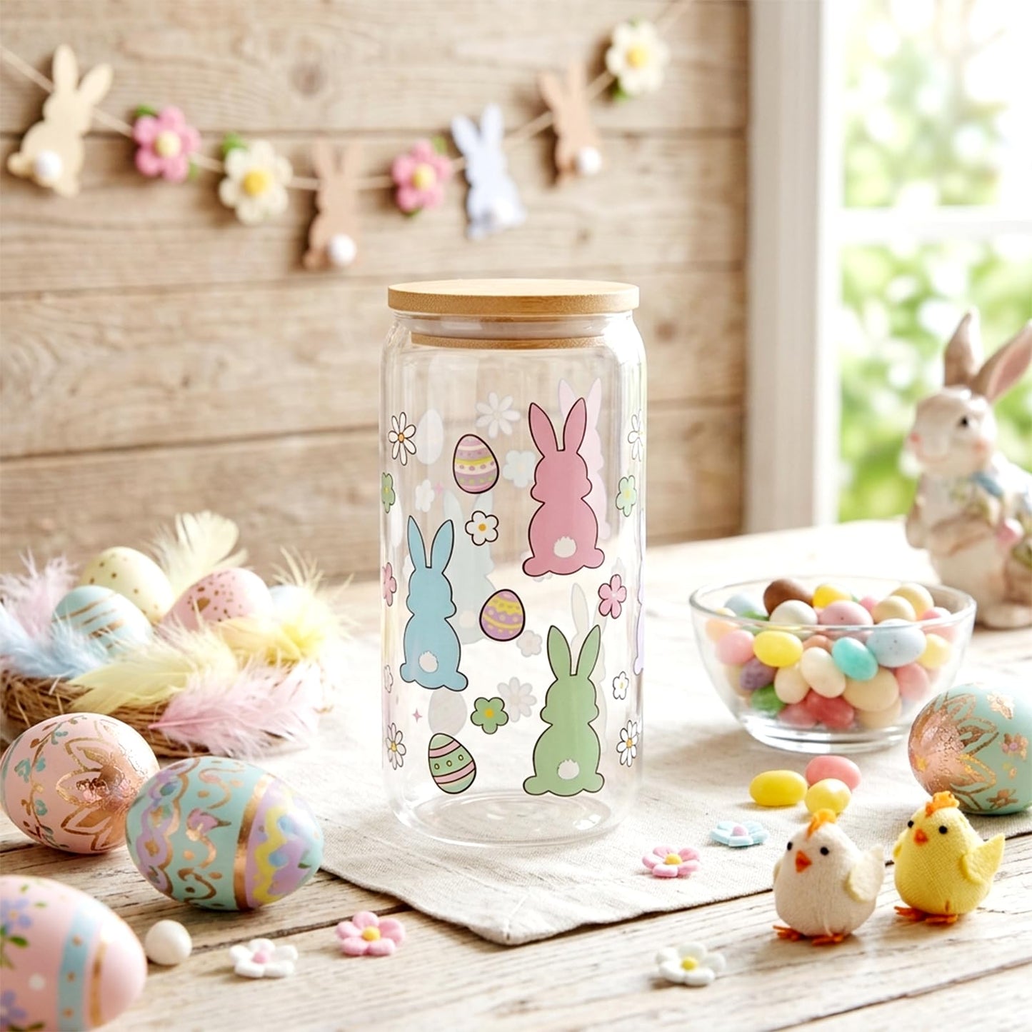 LUICONMO Easter Gifts for Teen Girls Women, Easter Baskets Stuffers for Teens Adults, Self Care Spa Gift Basket Spring Gifts Set Box with Bunny Theme Glass Cup - Brighten up Her Day!