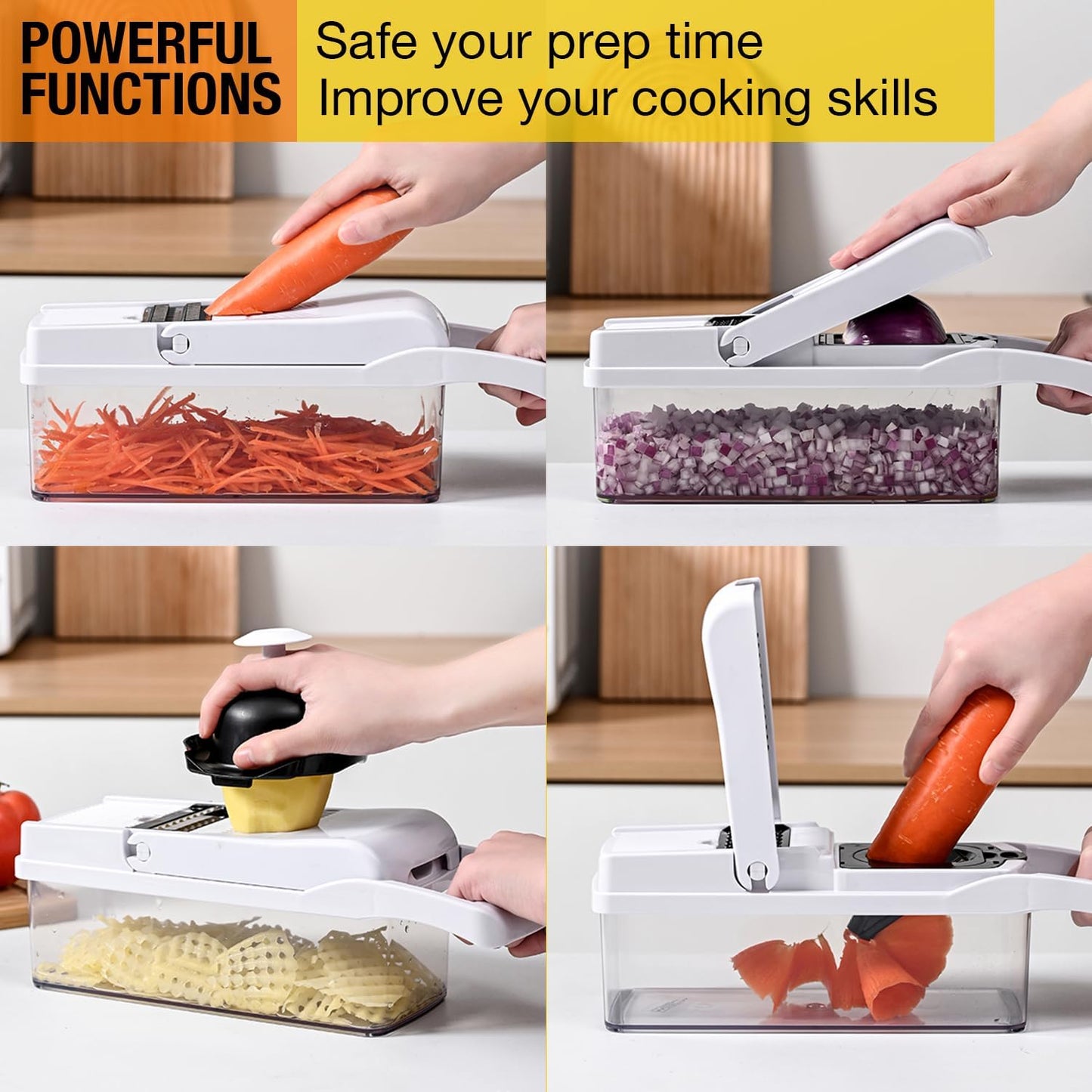 Vegetable Chopper - Skiennix 22-in-1 Veggie Dicer & Food Chopper with Container | BPA-Free & Dishwasher Safe