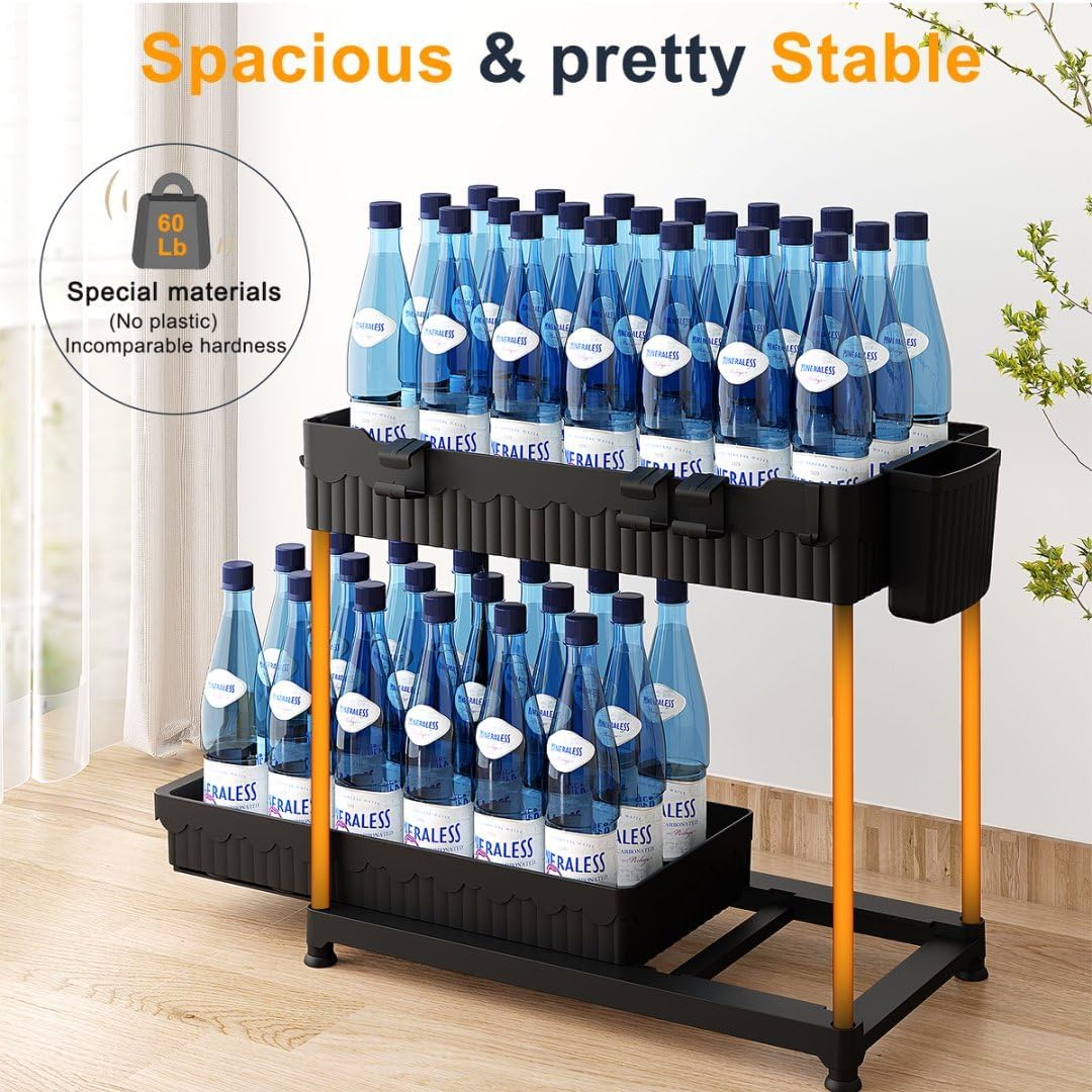 Sevenblue Under Sink Organizers - 2-Tier Kitchen & Bathroom Storage with Sliding Drawers | Black, 12.8 Inch