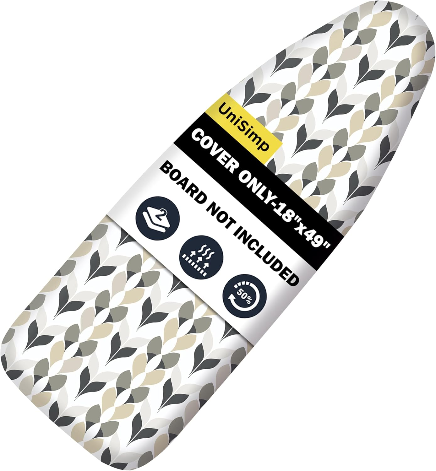 UniSimp Ironing Board Cover - Extra Thick Natural Cotton, Scorch & Stain Resistant | 18"x49" Foliage Design