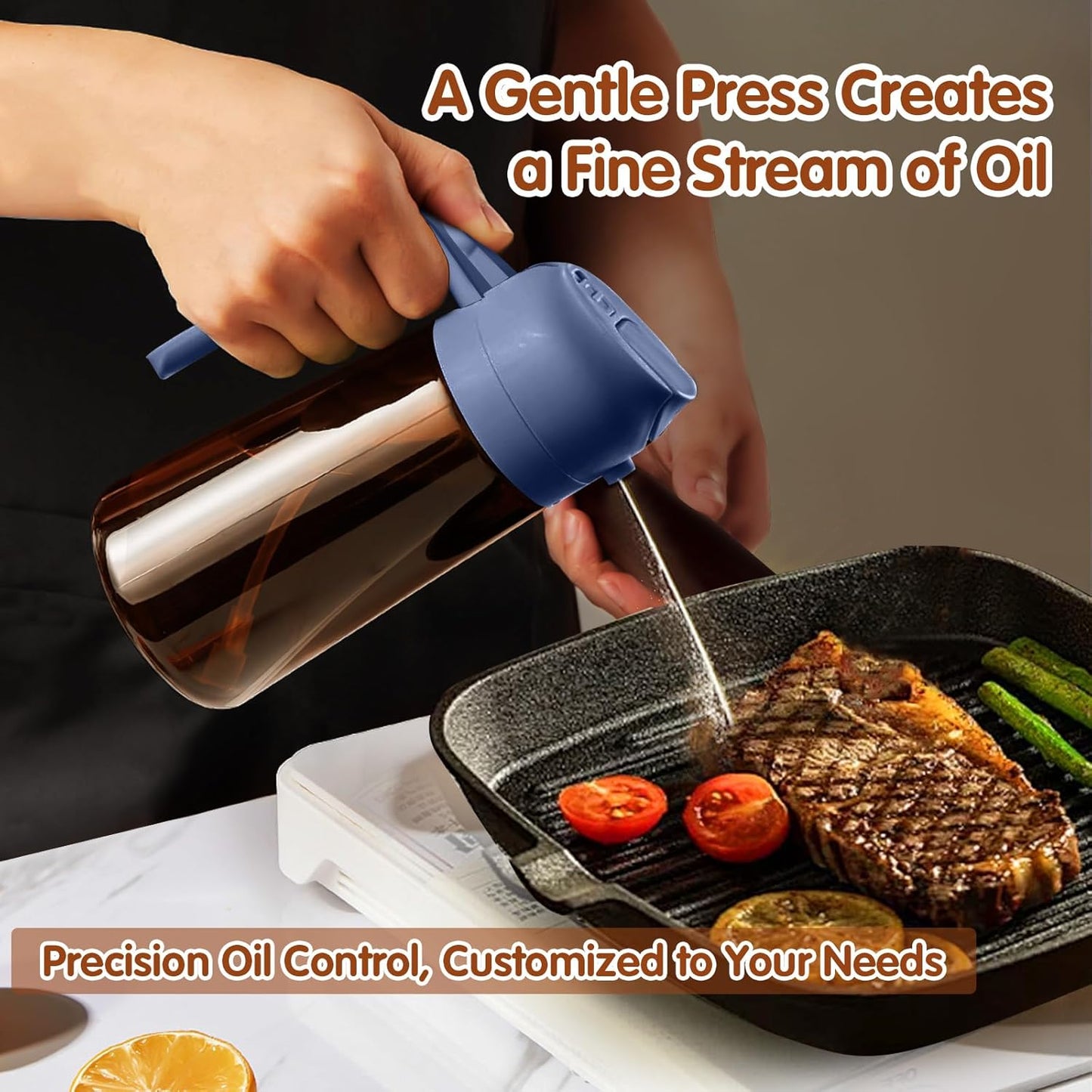 YARRAMATE 2Pcs Dark Brown Oil Sprayer - Food-Grade 2-in-1 Olive Oil Dispenser | 16oz for Cooking & BBQ