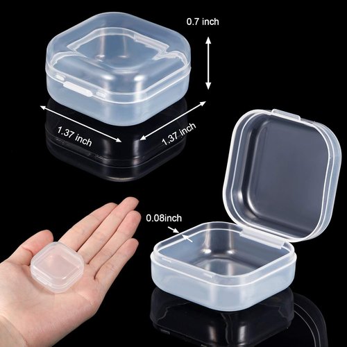Clear Plastic Beads Storage Containers by [Brand Name] - 24 Packs with Hinged Lid for Crafts & Jewelry | 1.37 x 1.37 x 0.7 Inches
