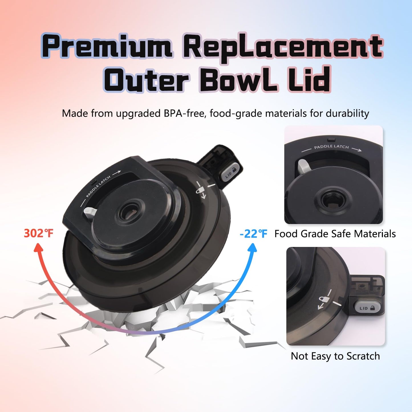 FIIOEOY Outer Bowl Lid Suitable for NC301 Ice Cream Maker, Creami Lid Replacement Compatible with NC299AMZ/NC301/NC300/NC201/NC101 Series (NO Paddle), Reusable, BPA-Free, Dishwasher Safe