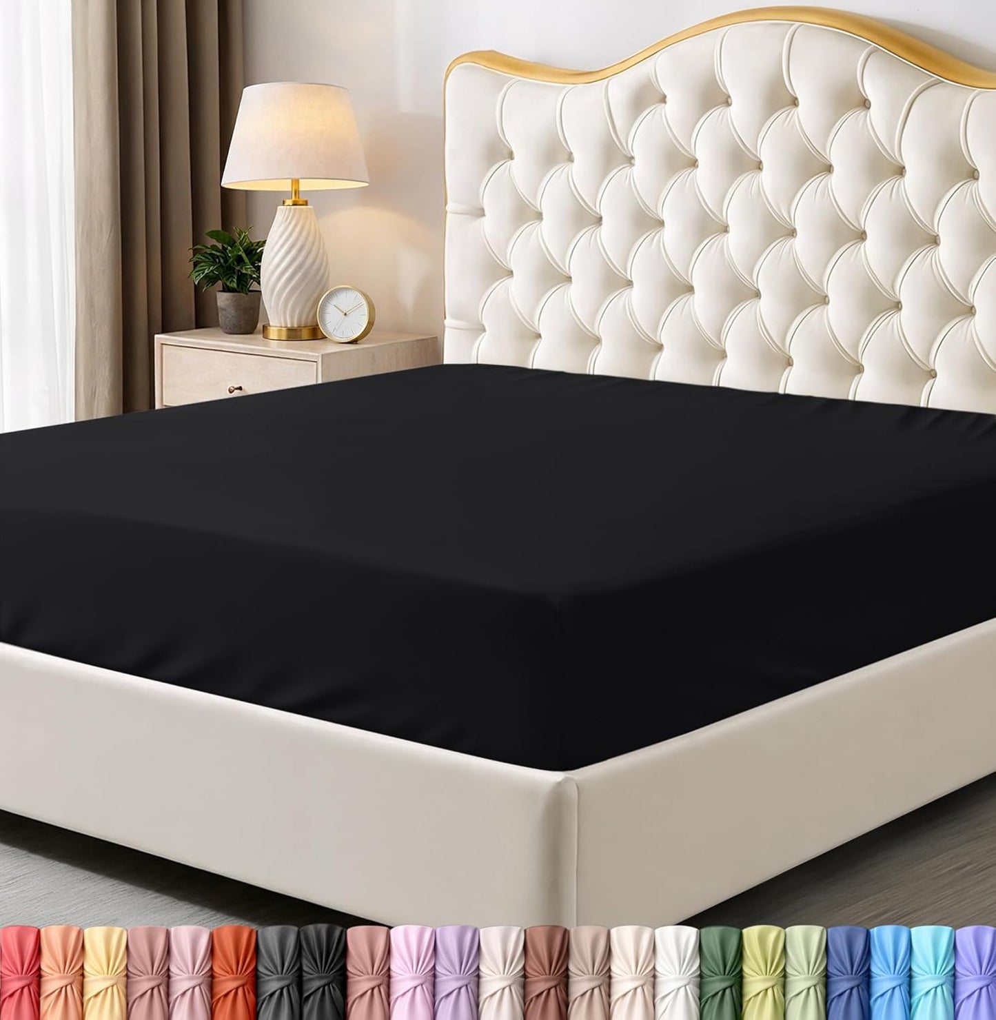Utopia Bedding Twin Fitted Sheet - Soft Microfiber - Deep Pocket, Fade Resistant - Black