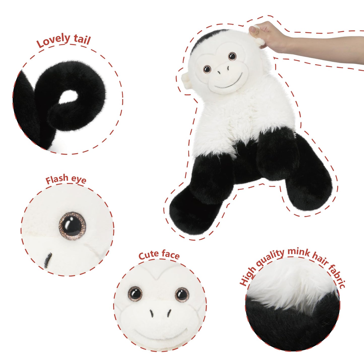 Niuniu Daddy 14" | 3.5 Pound Monkey Weighted Stuffed Animal for Kids Adults, Heavy Capuchin Monkey Pillowfort Plush Toys, Weighted Beads for Stuffed Animals Body Pillow for Birthday Holiday Christmas