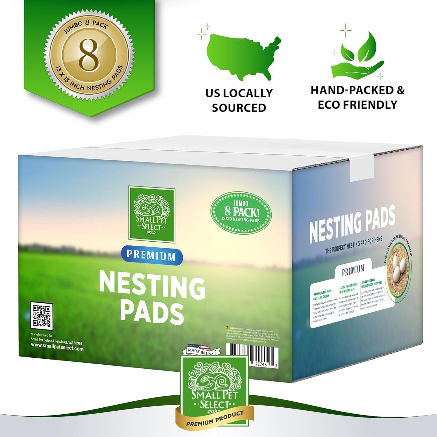 Small Pet Select - Chicken Nesting Pads (8-Pack) | 13x13 for Hens & Nesting Boxes