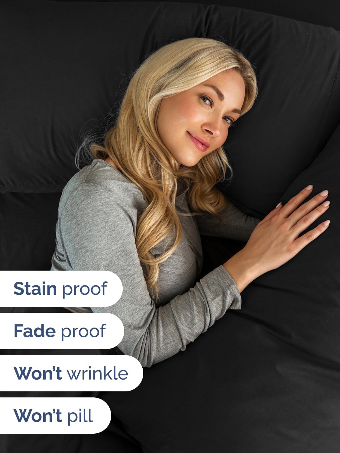 Skiennix Extra Deep Split King Sheet Set - 7 Piece Breathable Cooling Bedding - Soft, Wrinkle-Free, Black
