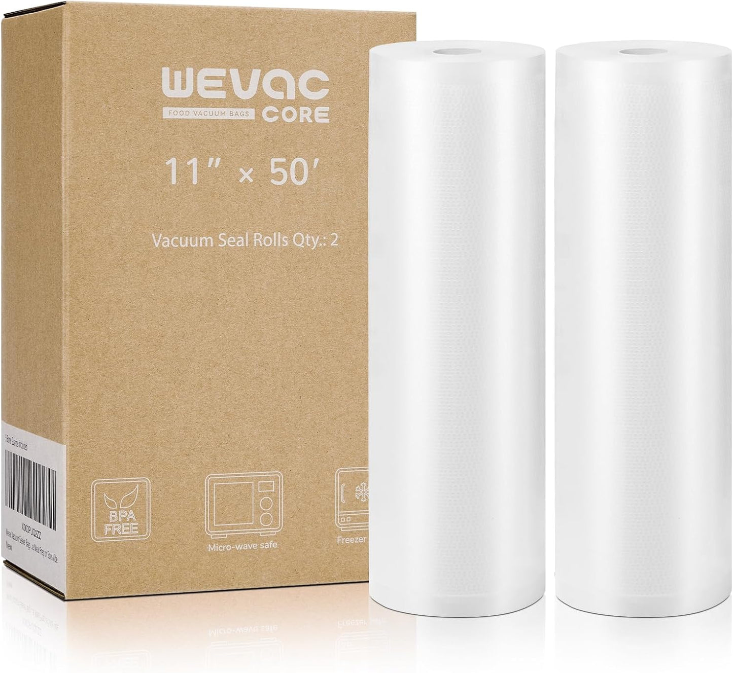 Wevac Vacuum Sealer Bags - Heavy Duty, BPA Free, 11x50 Rolls | 2 Pack for Food Storage & Meal Prep