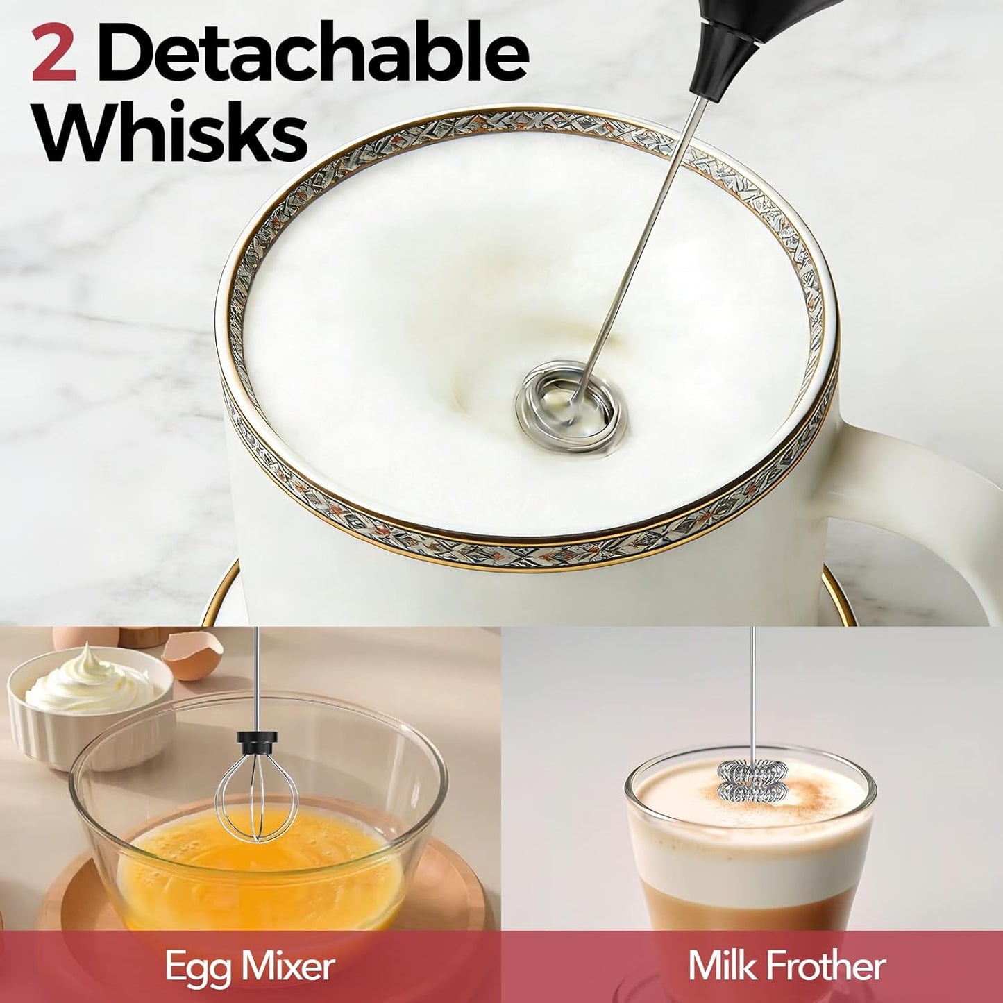 YARRAMATE Rechargeable Milk Frother - Handheld Electric Whisk for Lattes, Cappuccinos & Matcha