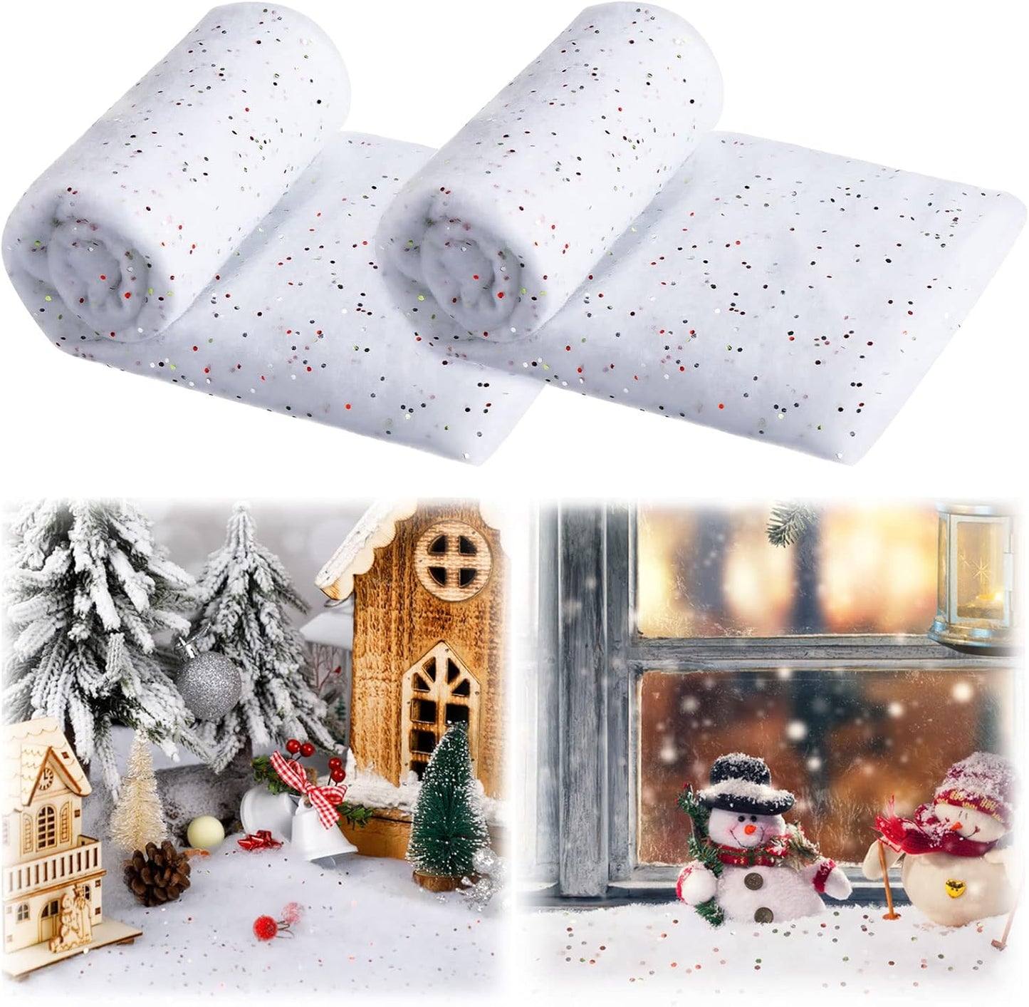 Tatuo Christmas Glittered Snow Blanket - 39.37 x 19.68 Inches | Winter Decor for Tree Base & Village Display