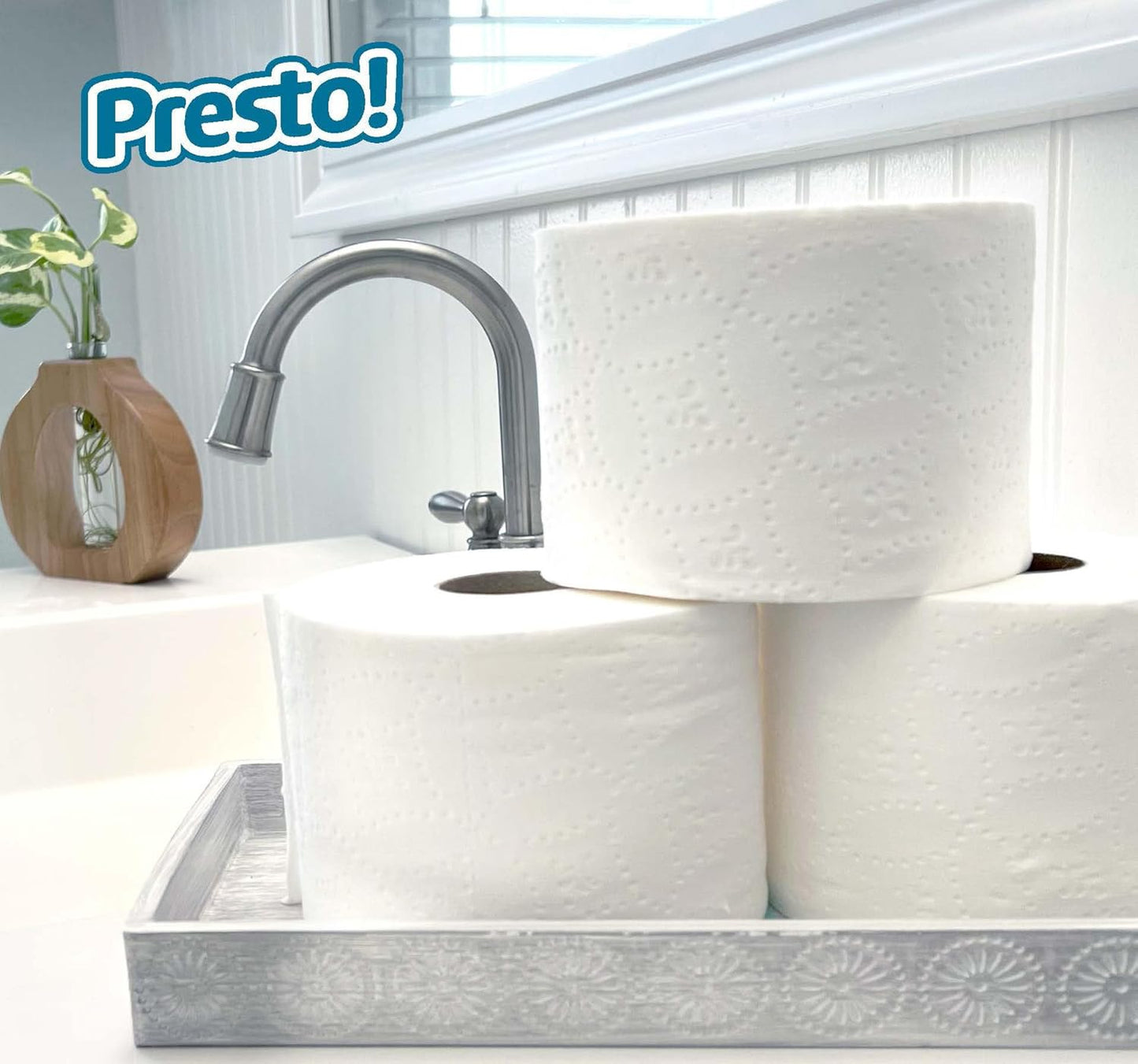 Presto! 2-Ply Ultra-Soft Toilet Paper - Septic-Safe, Unscented, 24 Family Mega Rolls (Pack of 4)