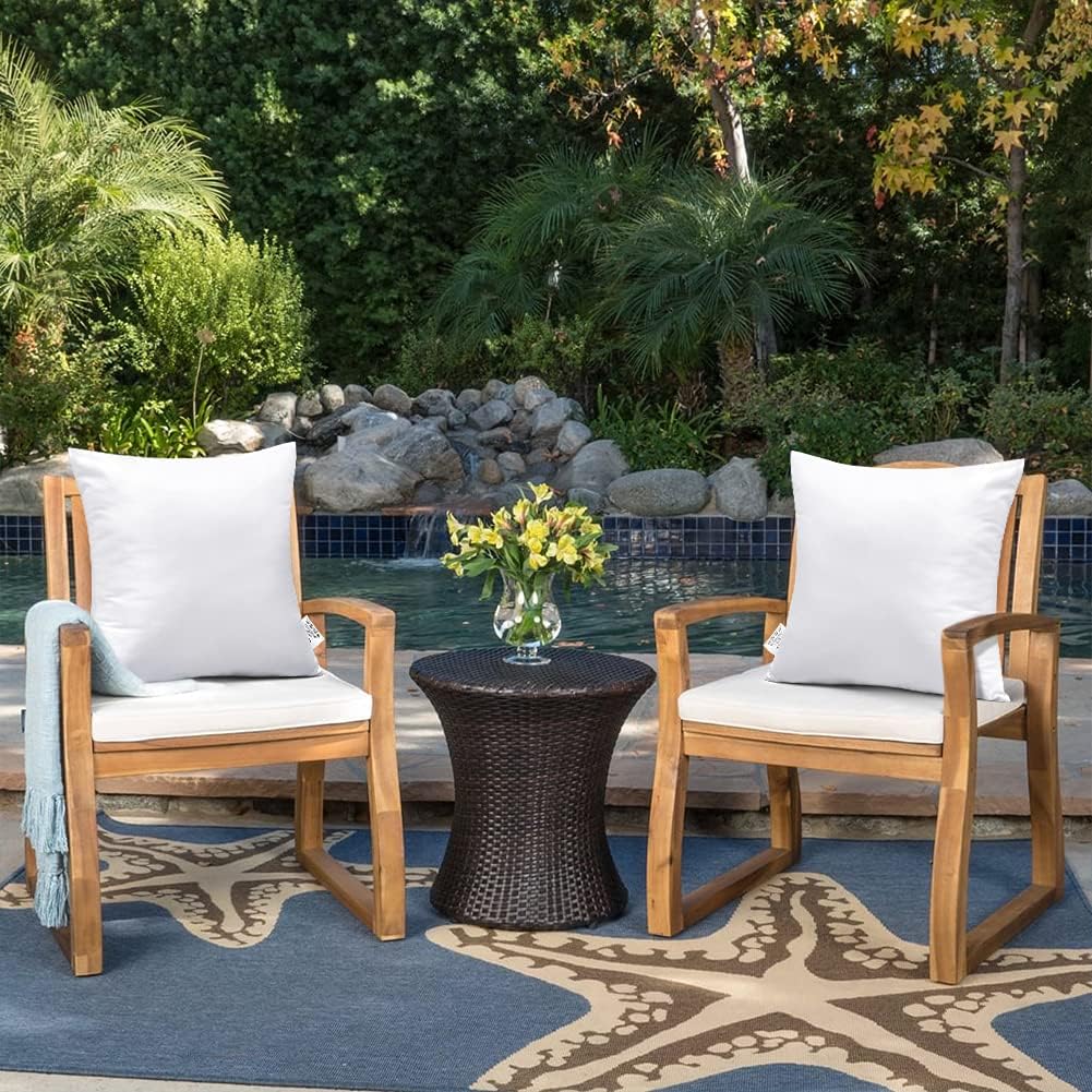OTOSTAR Outdoor Throw Pillow Inserts - Water Resistant Cushion Pads for Patio & Garden | 18x18 Inch - White (Pack of 2)