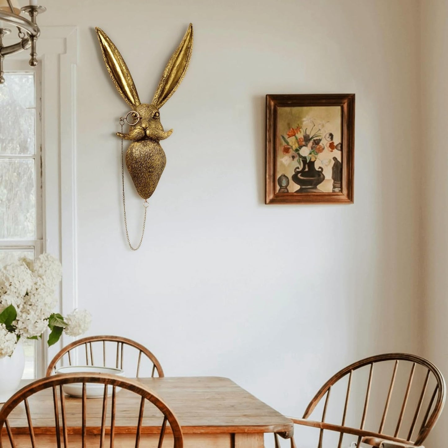 Montresor Animal Head Wall Art - Gold Rabbit Sculpture | Lightweight PU Foam Decor, 16 Inches