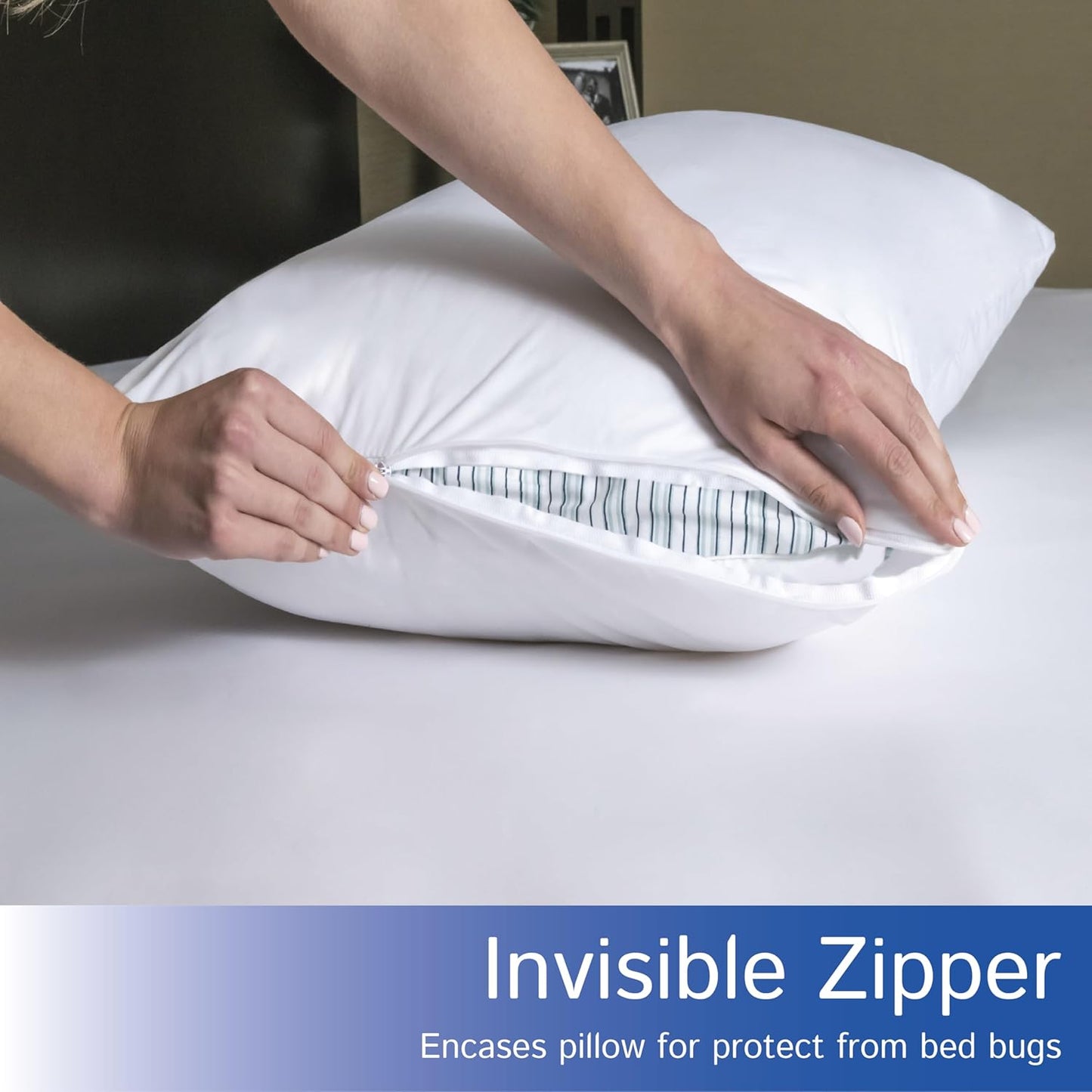 Regine Switzerland Standard Pillow Protectors - Waterproof Zippered Covers | Hypoallergenic & Dust-Proof (Set of 2)