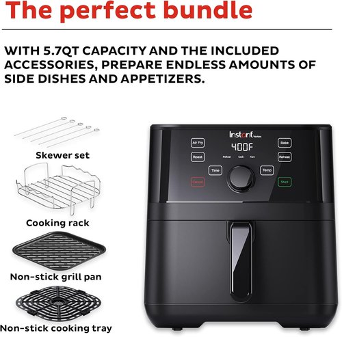 Instant Pot Vortex 5.7QT Air Fryer - 4-in-1 Functions with Smart Cooking Programs & 100+ Recipes | Black