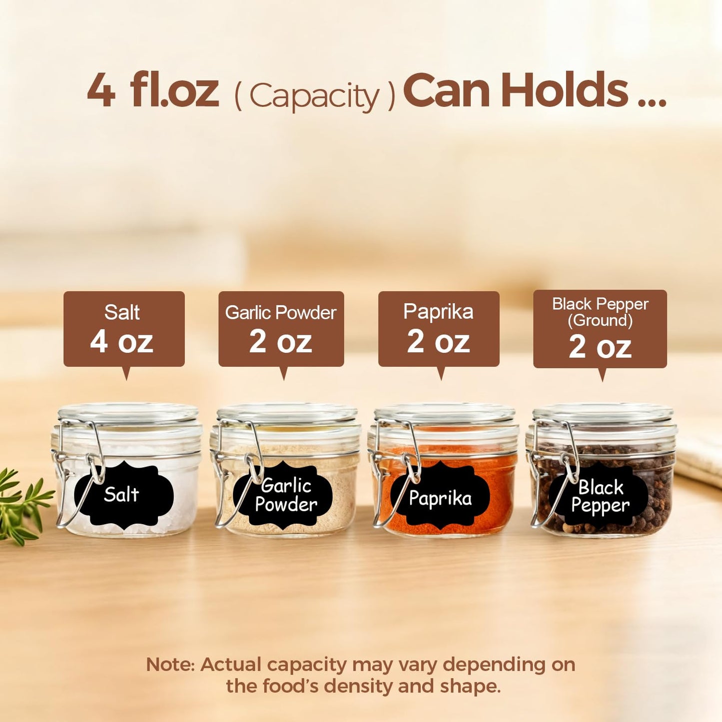 ComSaf 4oz Glass Spice Jars with Airtight Lids (Set of 6), Small Wire Clamp Mason Jars for Herbs, Honey, Jam & DIY Wedding Favors, 120ml Mini Glass Canisters for Pantry & Kitchen Organization