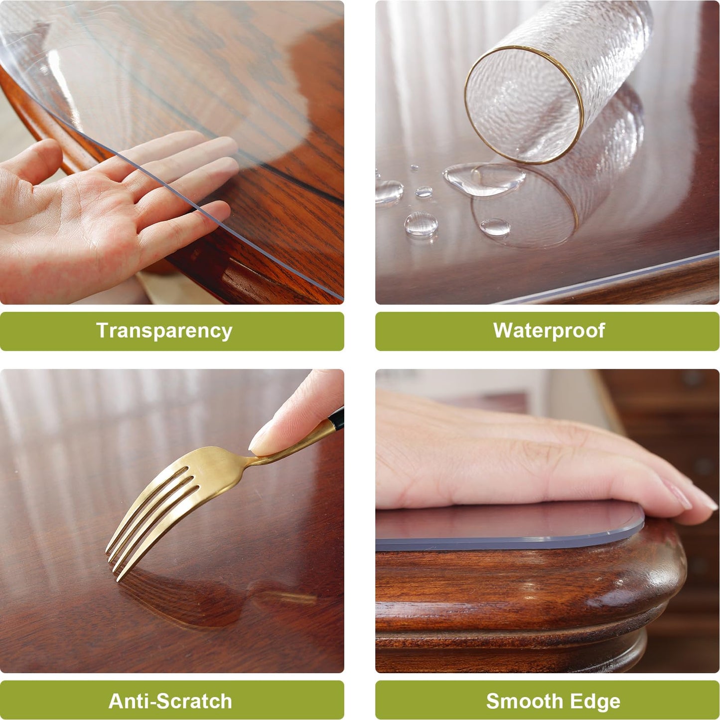 OstepDecor 44 x 72 Inch Clear Table Cover Protector, 2mm Thick Clear Plastic Table Cover, Waterproof Dining Table Protector, PVC Vinyl Desk Mat Pad for Coffee, Dining, Dresser & Nightstand Tops
