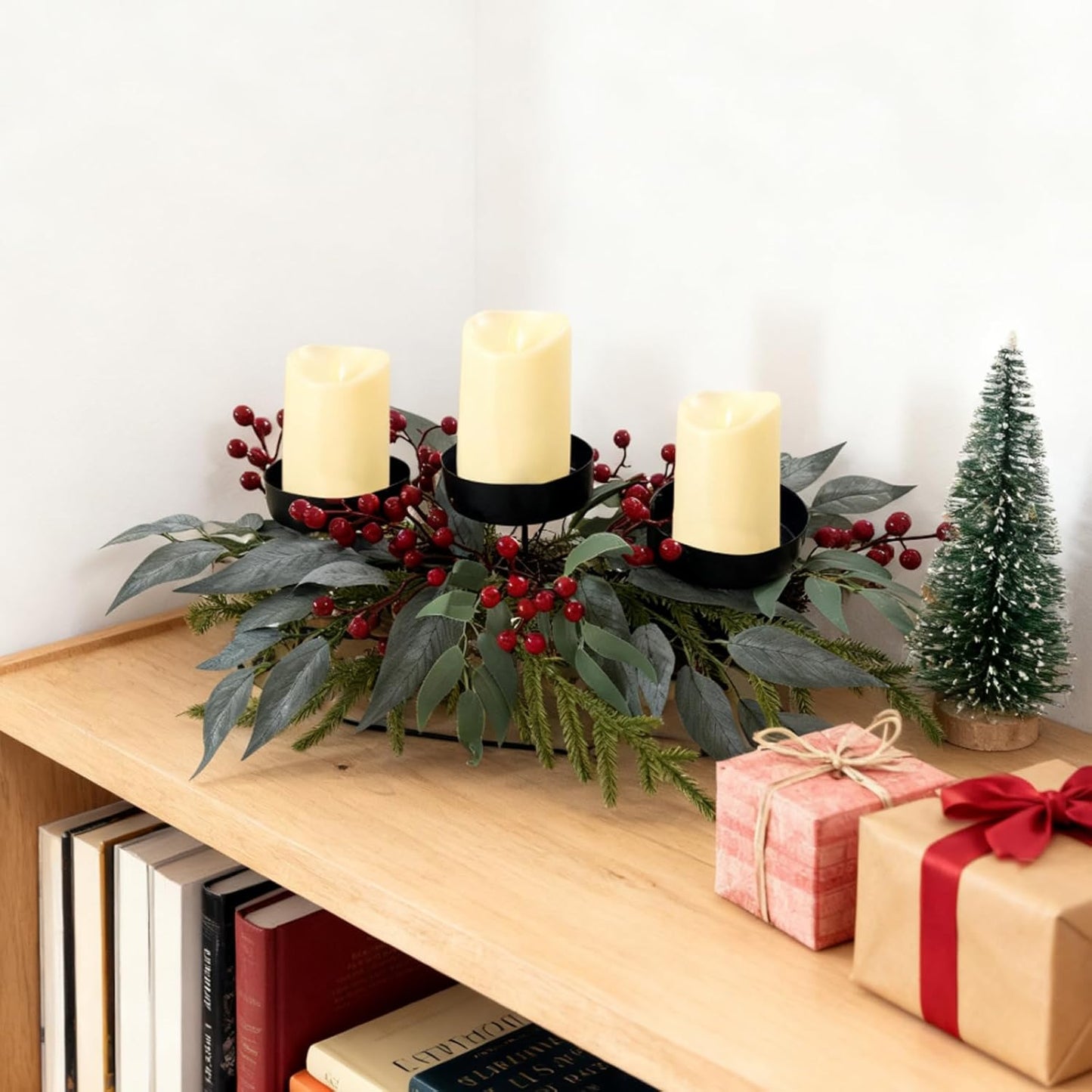 Regine Switzerland 22-Inch Christmas Candle Holder - Elegant 3-Tray Centerpiece for Holiday Decor