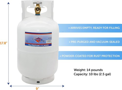 Flame King 10LB Steel Propane Tank Cylinder - Type 1 Overflow Protection Valve | Ideal for Camping, Grills, Fire Pits