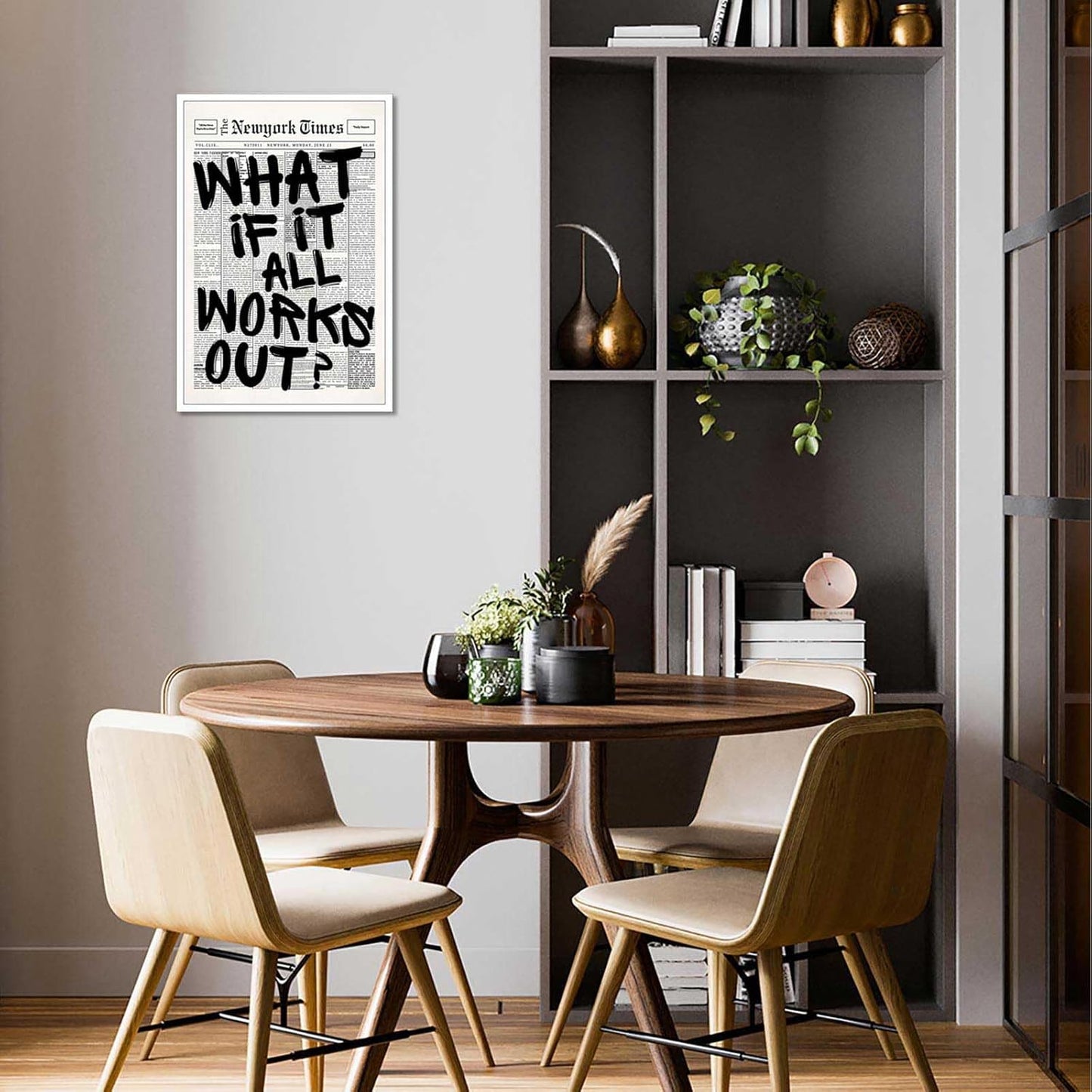 Skiennix Retro Black And White Newspaper Poster - Positive Affirming Quote Canvas Wall Art | 12x16in Unframed