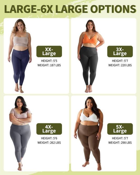 NexiEpoch Leggings for Women Plus Size-High Waisted L-XL-6XL Tummy Control Soft Yoga Pants for Workout Running