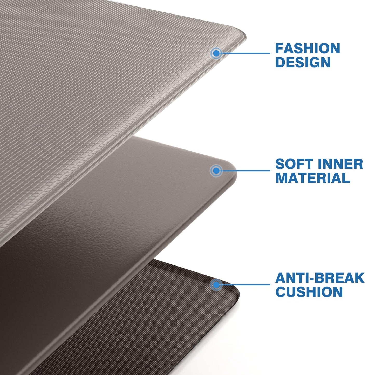 StepRite Kitchen Mats, 2PCS Kitchen Rugs, Cushioned Anti Fatigue Kitchen Mats for Floor, Non-Slip Standing Desk Mat, Waterproof Kitchen Rug Set for Kitchen, Floor, Office, 17.3"x30"+17.3"x70", Khaki