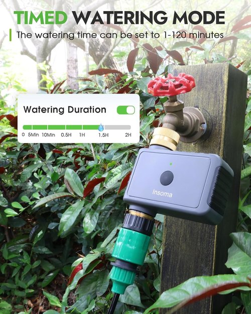 Insoma Remote Control Sprinkler Timer - Automatic Water Shutoff for Garden Hose | IP55 Waterproof, 120-Minute Run Time