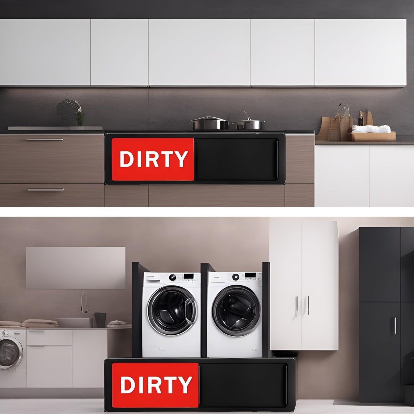 1PC Dishwasher Magnet Clean Dirty Sign - Heavy Duty Magnet with Optional Stickers - Easy to Use, Convenient and Stylish/Black