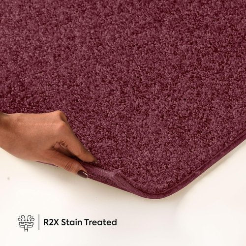 Bright House Solid Color Area Rugs Cranberry - 27'' x 54'' Half Round, Indoor, Stain & Fade Resistant, Perfect for Living Room, Bedroom, Dining Room, Entryway, Doorway, Wedding, Made in USA