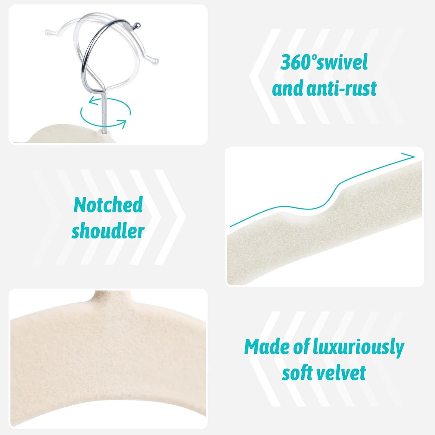 Sishynio Premium Velvet Shirt Hangers - Non-Slip 360° Swivel Hook | Space-Saving 30 Pack for Blouses & Dresses
