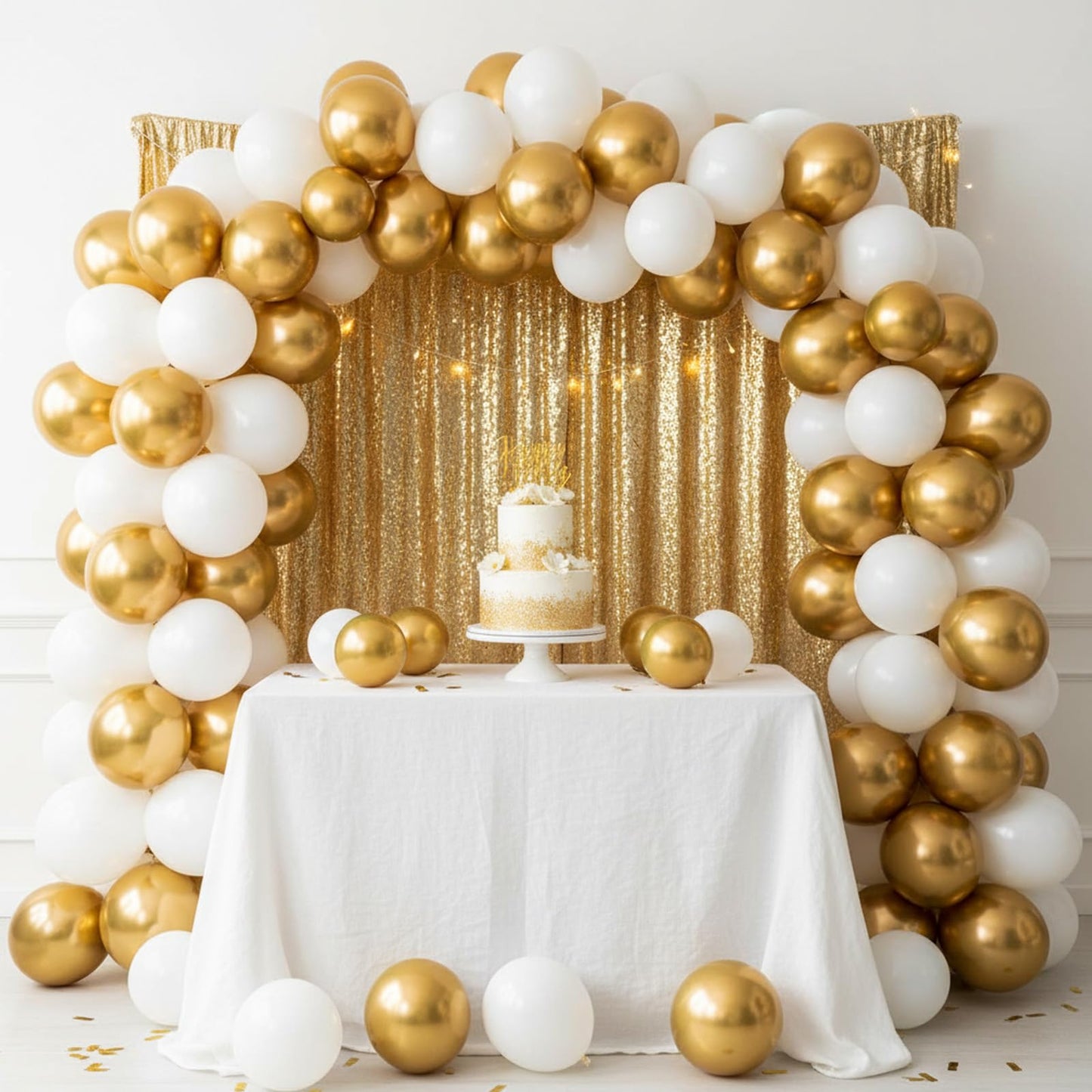 RUBFAC 154pcs Metallic Gold Balloons Different Sizes 18 12 10 5 Inch, Latex Balloon Garland Arch Kit for Birthday Party Graduation Wedding Holiday Decoration