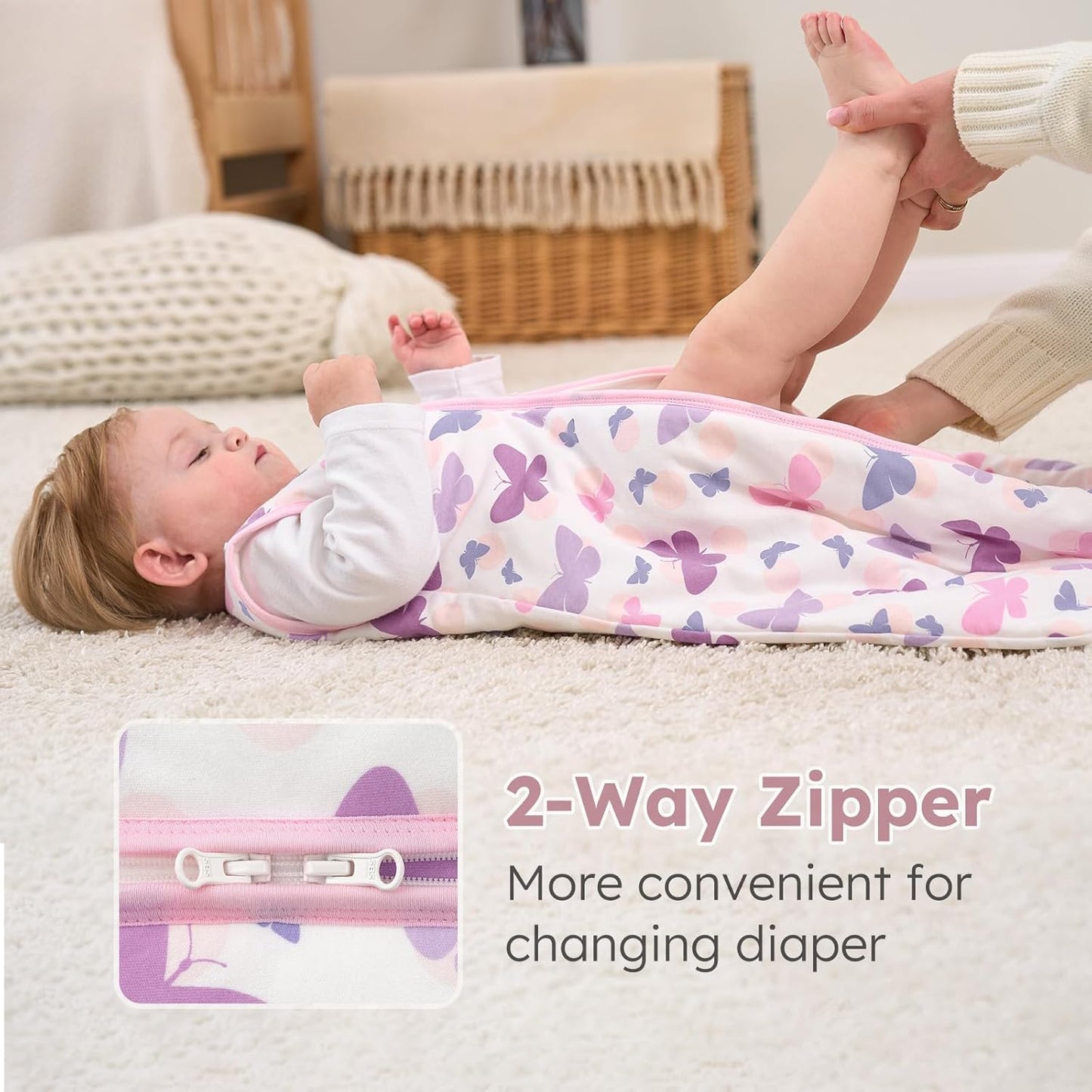 Yoofoss Baby Sleep Sack | 1.5 Tog Wearable Blanket for 6-12 Months | Soft Organic Cotton, 2-Way Zipper
