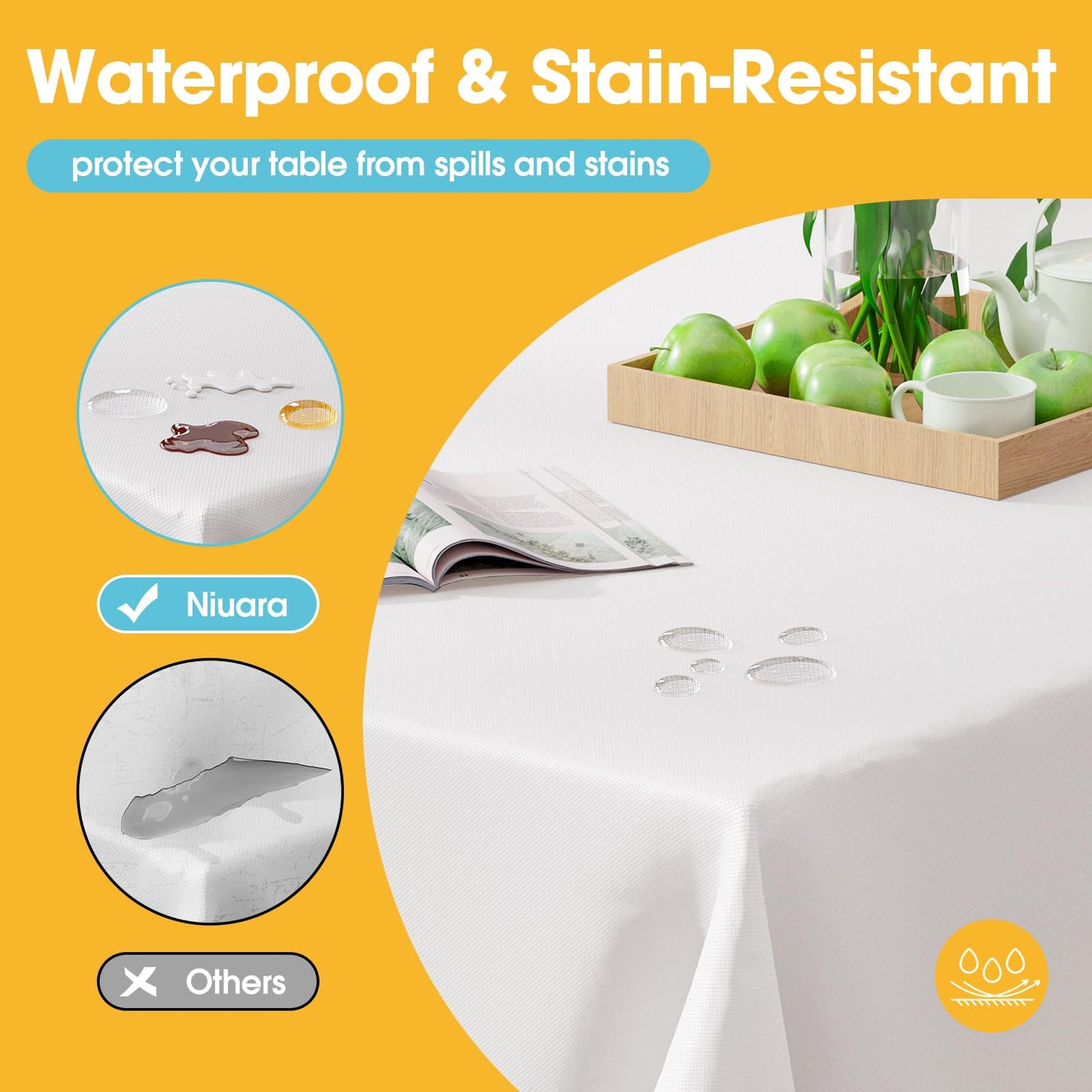 Niuara White Plastic Table Cloth - 16 Pack 54" × 108" Rectangle Disposable Tablecloths for 6FT Tables, Waterproof Table Cover for Party, Holiday & Gathering Use