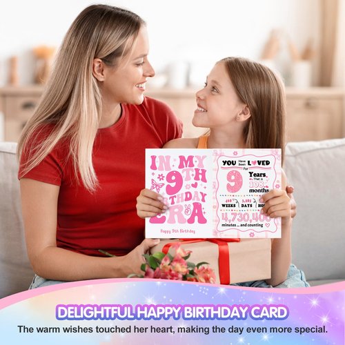 Frerdui 9 Year Old Girl Birthday Gifts, Cute Presents for 9 Year Old Girls, Tween Girl Gift Basket for 9th Daughter, Sister, Niece, Granddaughter, 6-Piece Set